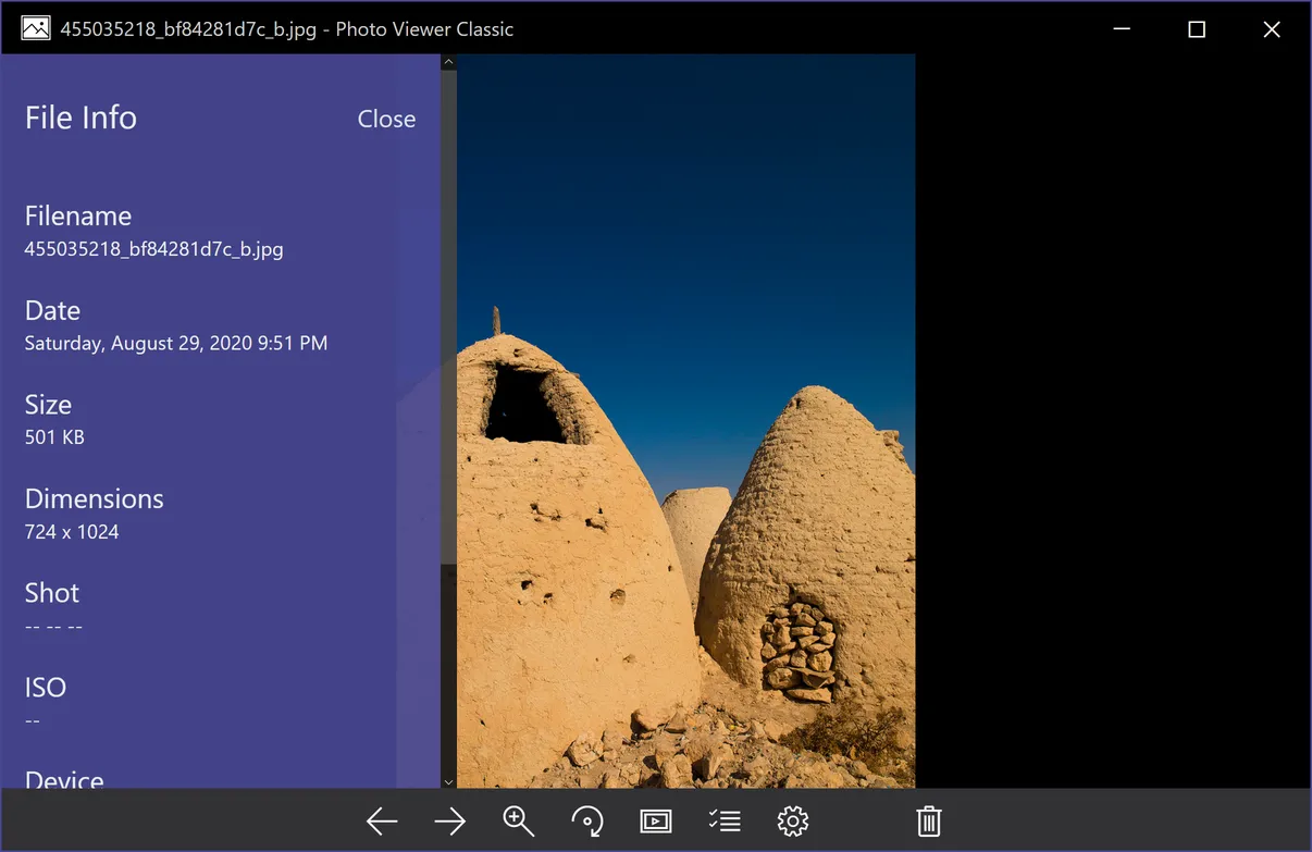 View File Properties in Photo Viewer Classic